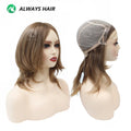 Alwayshair 100% European Virgin Hair Wig 6" 8"10" Injection Lace Lady Wig Silky Straight Short Human Hair French Lace Front Wigs