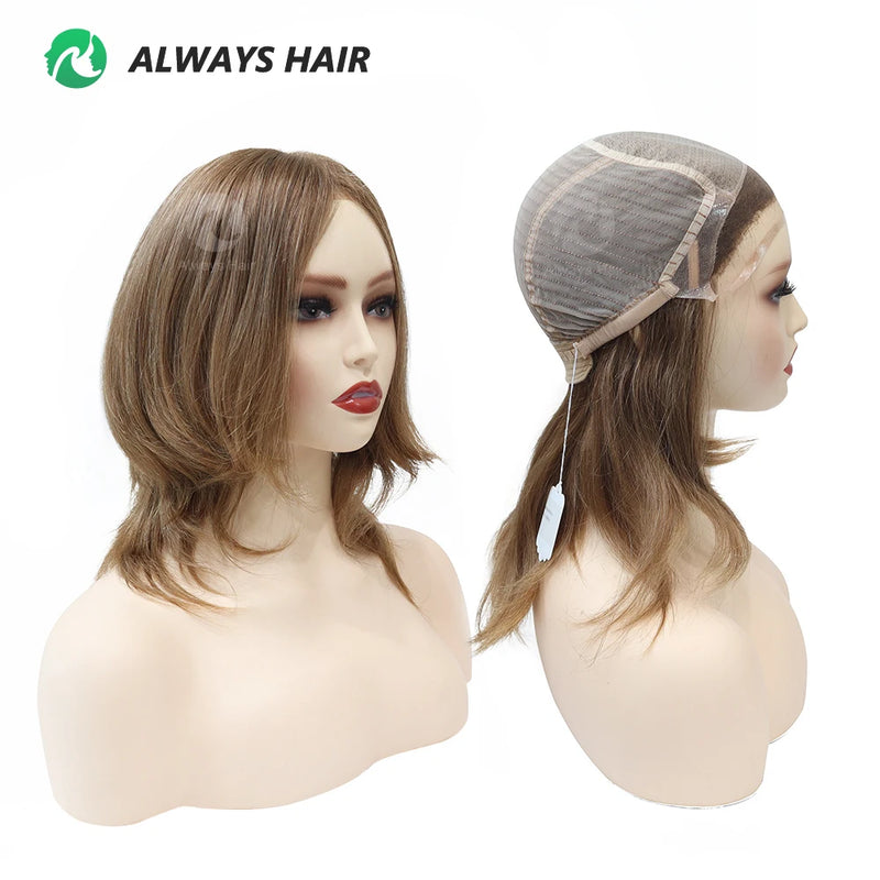 Alwayshair 100% European Virgin Hair Wig 6" 8"10" Injection Lace Lady Wig Silky Straight Short Human Hair French Lace Front Wigs