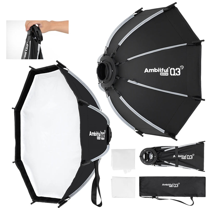 AMBITFUL Q3 40cm 60cm GODOX Mount Softbox SA-GD Speed Ring Matt Box Light Box For GODOX ML100 BI ML60 AD300Pro LED Flashlight
