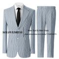 Men's Seersucker Striped Suits 2 Piece Slim Fit Summer Casual Pinstripe Suit for Men Wedding Grooms Blazer Jacket Pants Sets