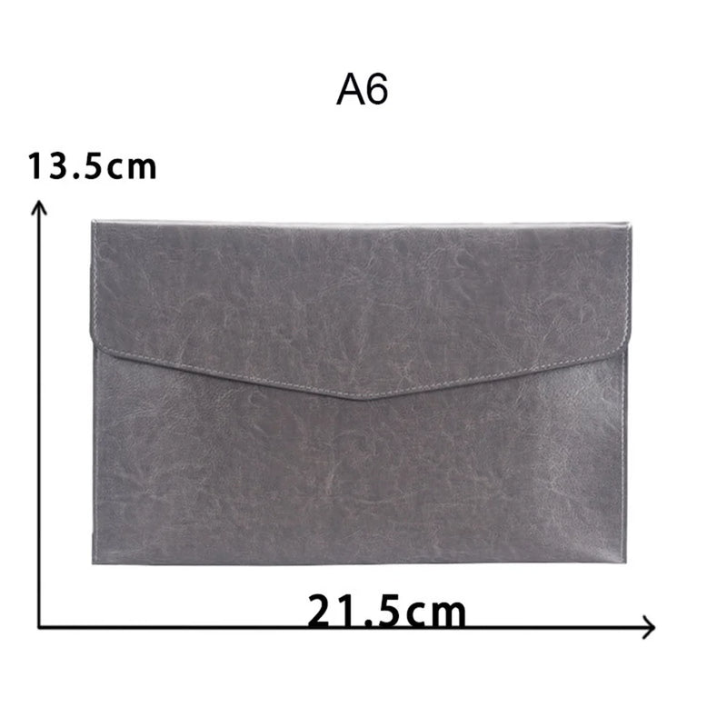 A4 A6 Leather File Folder Business Document Organiser Folder Bag Fashion Briefcase Data Contract Bill File Bag School Office Sup