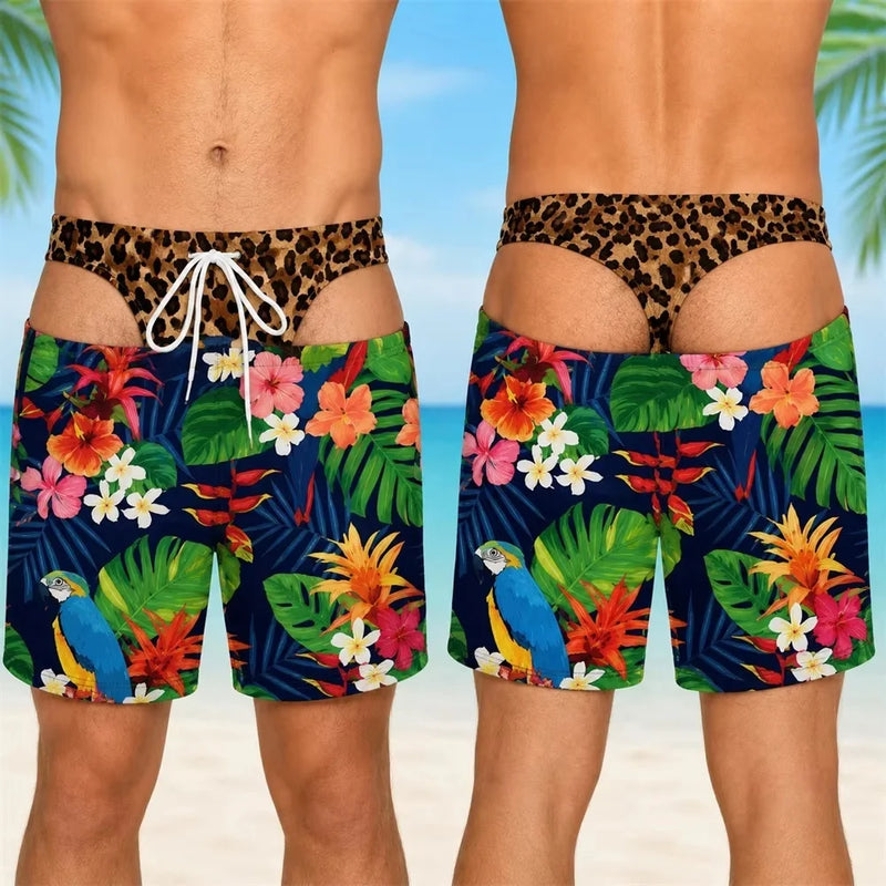Funny Butt Prank Pattern Men's Shorts 3D Print Tropical Plants Hawaiian Style Quick - Dry Summer - View 14 | SAMAG