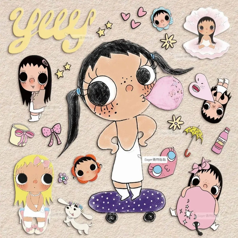 YuY Stickers INS-style Sticker Journal Sticker Cute Girl Stickers Cartoon Figure Laptop Phone Case Decal наклейки