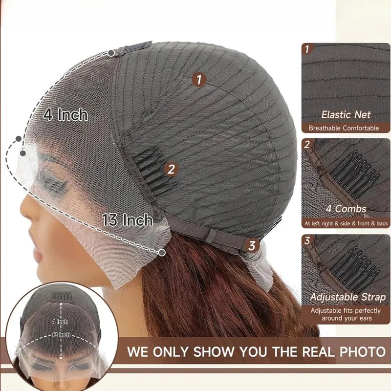 Chocolate Brown Body Wave Lace Front Wig for Women Pre-Plucked Brazilian Human Hair Glueless HD Frontal Virgin Hair Wig