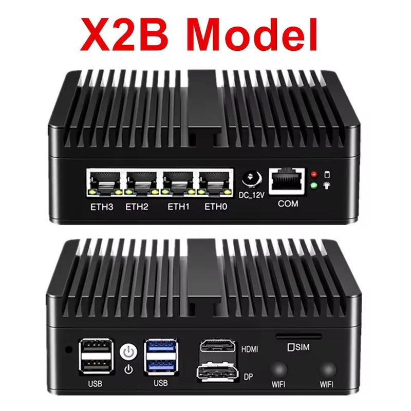 12th Gen Intel N150 7305 Fanless Firewall Computer 4x 2.5G LAN N5105 J6412 J5005 Barebone Mini PC OPNsense pfSense Home Server