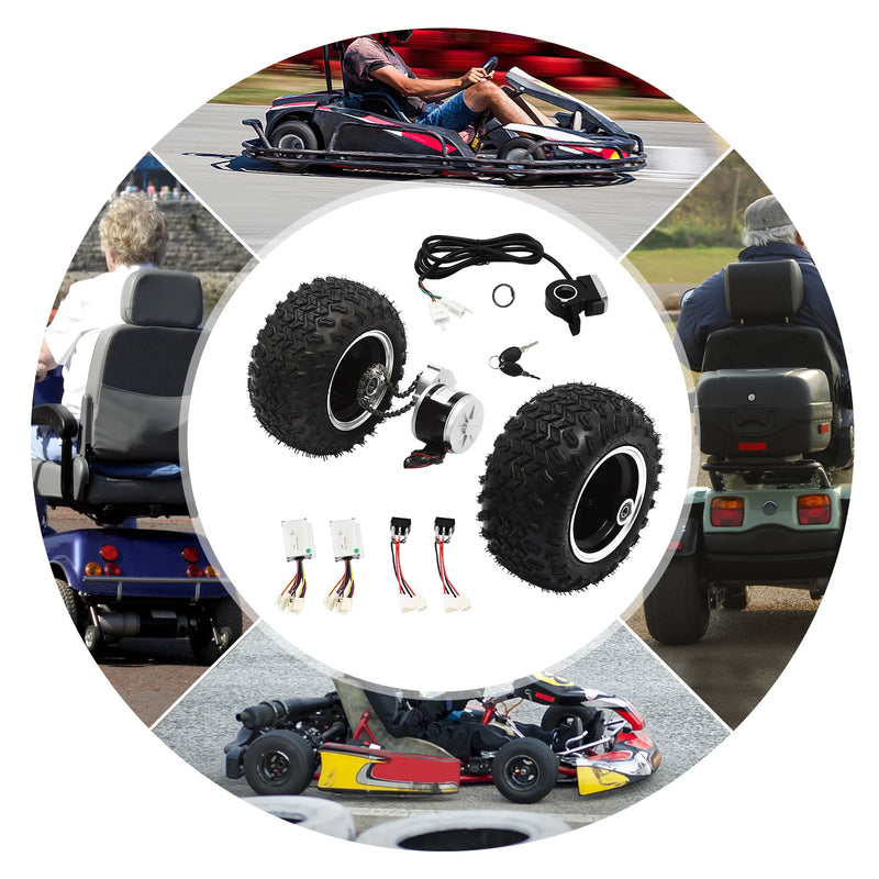 250W/24V 36V/350W Motor Drive Air Wheel Conversion Kit, 10Inch Double Wheel Set with Reverse Gear Switch and Thumb Throttle