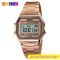 SKMEI 1123 Fashion Men Stainless Steel Strap LED Display Watches 3Bar Waterproof Digital Watch reloj hombre for Casual Sport