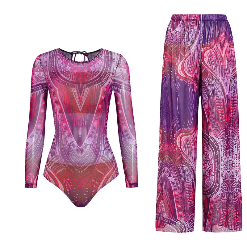 Women's Long Sleeve Swimwear Sunscreen One Piece Swimsuit | SAMAG