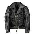 Mauroicardi Spring Autumn Cool Hard Black Pu Leather Motorcycle Biker Jacket Men Belt Zipper Luxury Designer Fashion Clothes