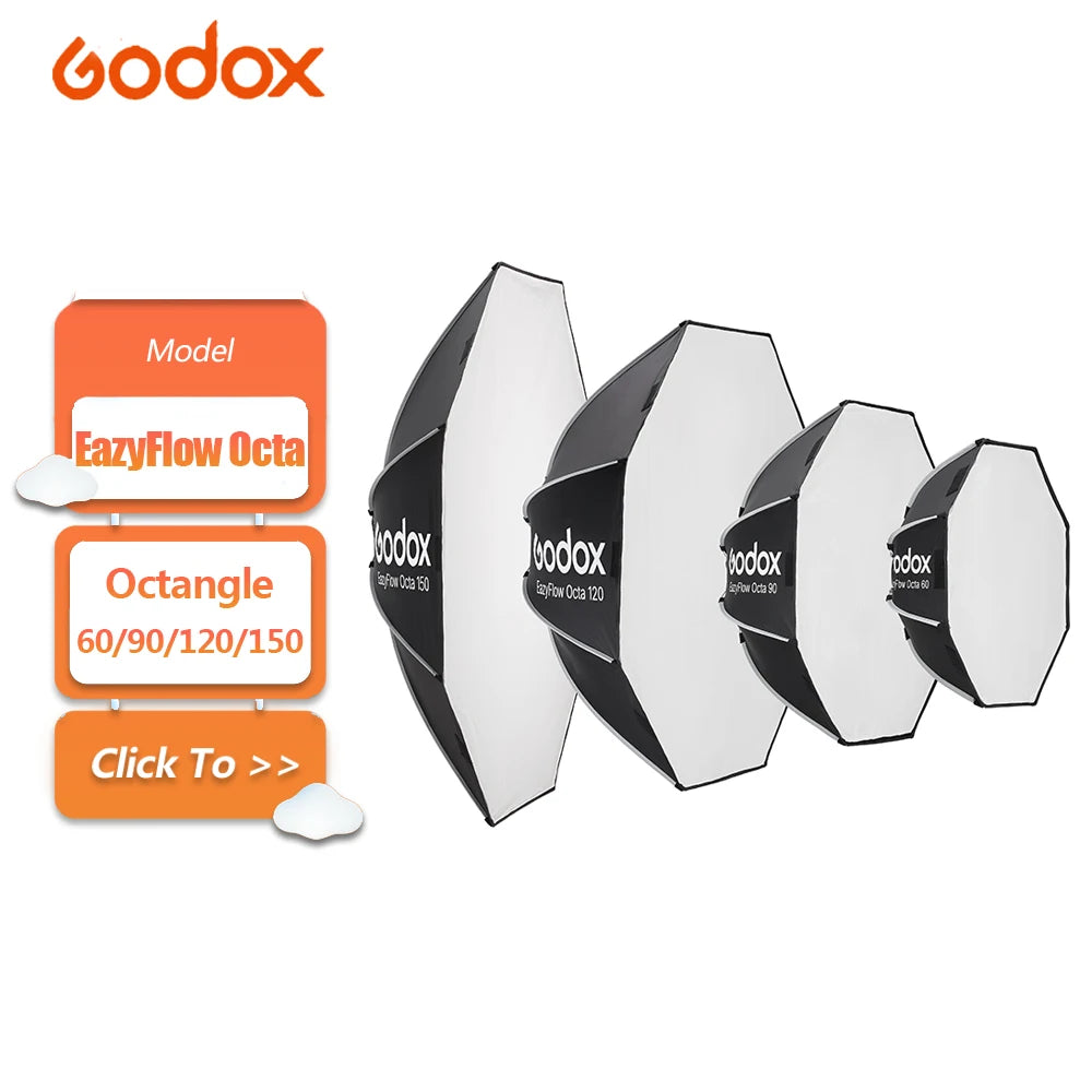 Godox EazyFlow Octa 60/90/120 Octa-Shaped Foldable Softbox with Quick Release Mechanism with Portable Design for Photography