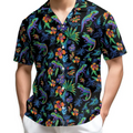 Dragon Print Aloha Shirt Men Women Bold Golden Graphic | SAMAG