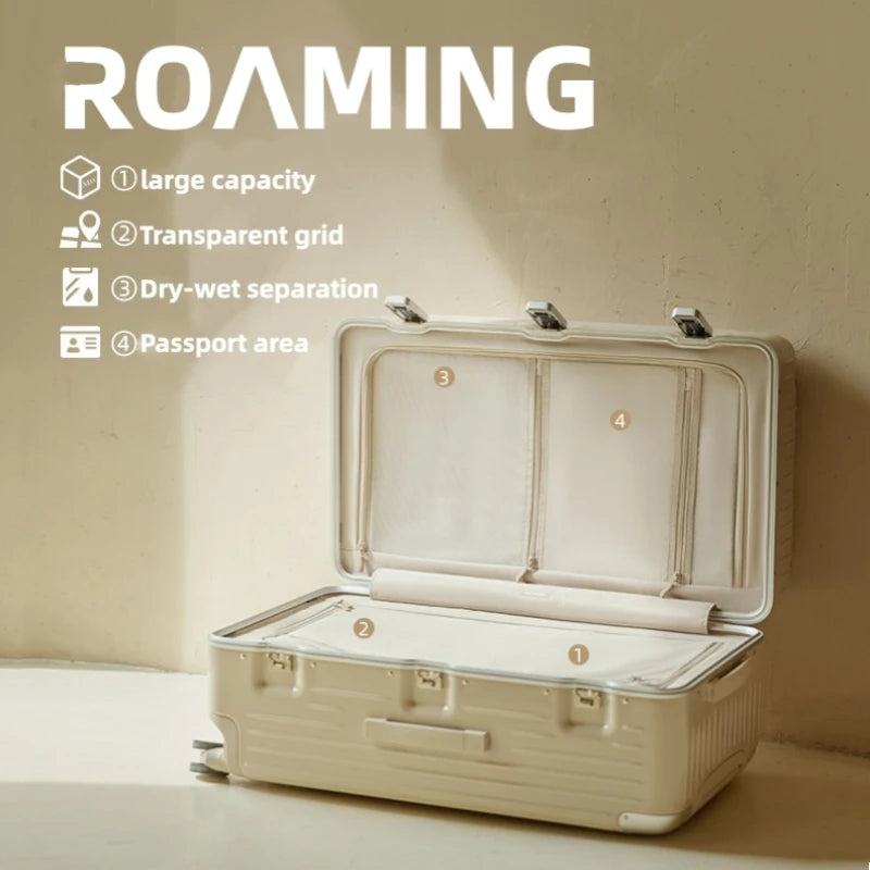 ROAMING Luxury Suitcase PC Material with Aluminum Alloy Frame TSA Lock Rolling Luggage Travel Large Capacity 20/24/26/28/30inch