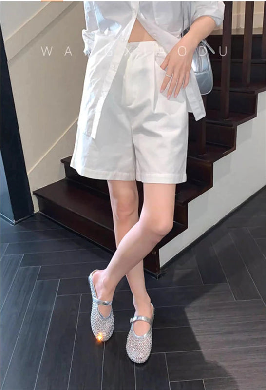 Luxury Shinny Diamond Women Mules Slippers Summer Shoes Crystal Footwear Rhinestones Slip On Brand Mary Jane Sandals Mesh Clogs