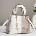High Quality Leather Women'S Shoulder Bag Fashionable Boston Crossbody Bag Classic Crocodile Pattern Handbag Commuting Tote Bag