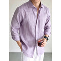 Men's Linen Shirt Cotton Blend Long Sleeve Button Down | SAMAG