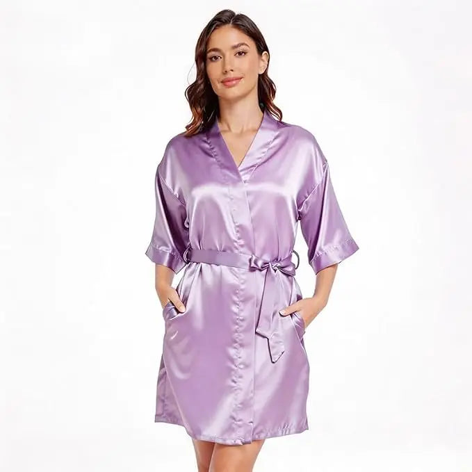 Hot Women Short Silk Bridesmaid Bride Robe Sexy Satin | SAMAG
