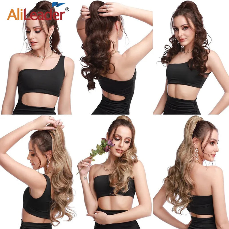 Synthetic Claw Clip On Ponytail Extension 22Inch Long Straight Wavy Ponytail Hair Ponytail With Claw Clip On Ponytail For Women