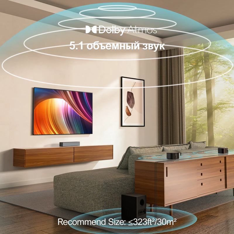 ULTIMEA 5.1 Dolby Atmos Саундбар с APP и беспроводным сабвуфером, саундбары для ТВ