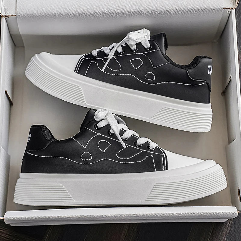 Spring New Men's Shoes, Lightweight Shoes, Trendy and Versatile, Large Size White Shoes, Thick-Soled Casual Sports Sneakers