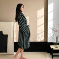 Retro Plaid Cotton Bathrobe Super Soft Absortion Hooded Loose Bath Robe Coat Towel V Neck Warm Sleepwear Robes Women Homewear
