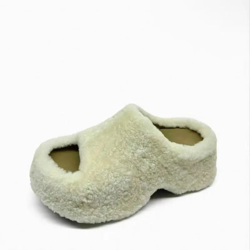 2026 Winter New Plush Warm Casual House Open Toe Women's Cotton Slippers Fashion Simple Style Thick Soled Comfort Women Shoes