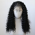 Blonde Black Color Top Braided with Curly End Wig Synthetic Lace Front Wig 13x4inch Long Curly Wig Lace Front Synthetic Wig