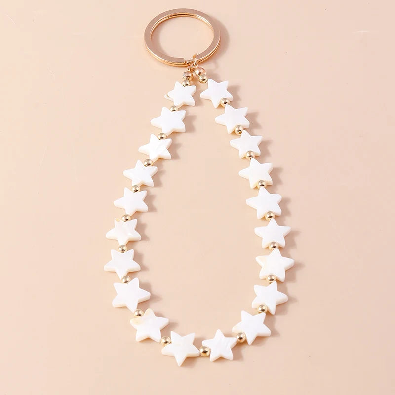 Pretty Handmade Pearl Bowknot Keychain for Women Girl Love Heart Key Ring Pendant Handbag Accessories DIY Jewelry Gift