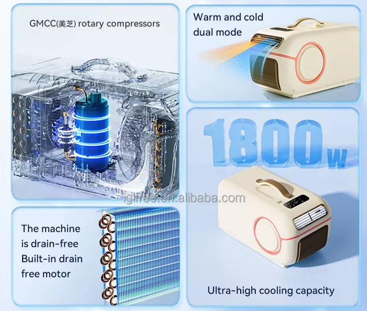 Portable Air Conditioner, Mini Dehumidifier, Camping AC Unit, Small Space Cooling, Compact Portable AC, 2-in-1 Cooler Machine