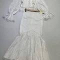 TWOTWINSTYLE Slimming Sheer Spliced Lace Two Piece Sets for Women V Neck Long Sleeves High Waist Irregular Skirt Set Female New