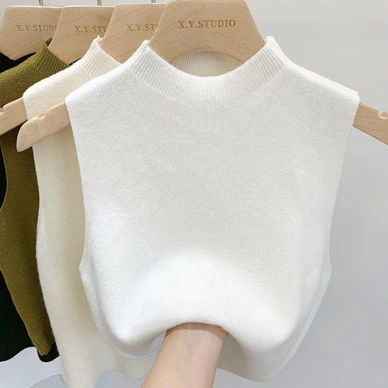 Women Knitted Tank Top Summer Fall Slim Sweater Short - View 8 | SAMAG