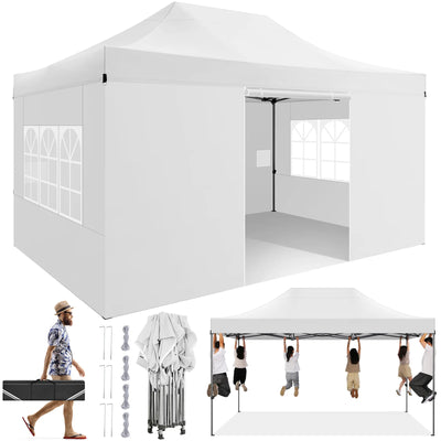 10x15FT Heavy Duty Pop Up Canopy Tent with 4 Sidewalls | SAMAG