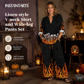 INSTANTARTS Traf 2026 Women's Matching Sets Ropa Para Mujer Halloween Shirts Wide Leg Pants Set Women Plus Size Clothing S-3XL