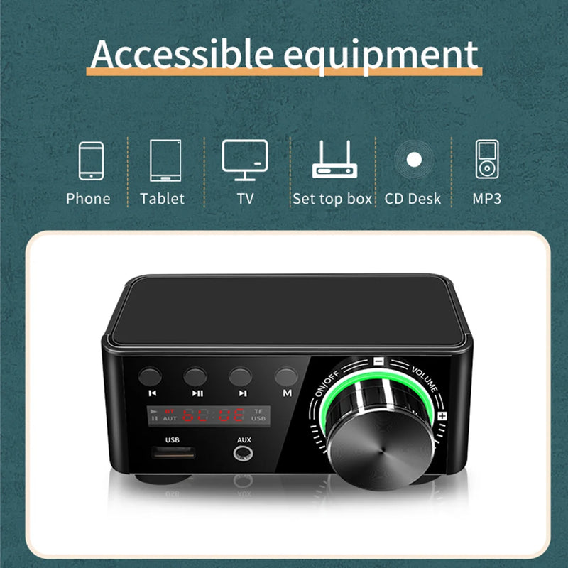 HiFi Mini Amplifier Class D 50Wx2 CS8673E Digital Amplifier With Digital Display Bluetooth-compatible 5.0 AUX TF Home Theater