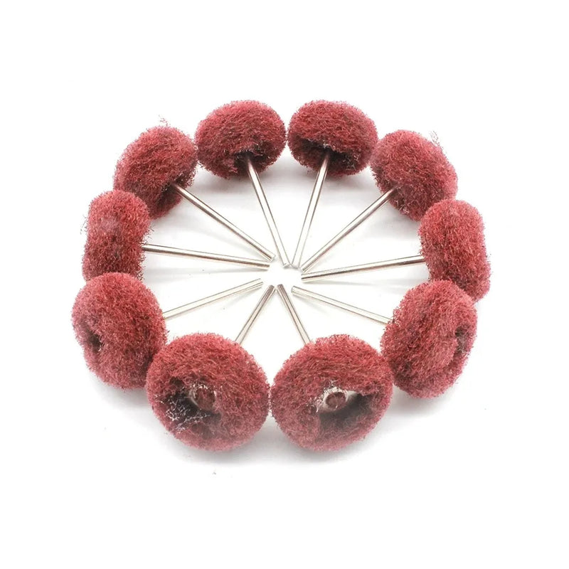 10PCS Jewelry Polishing Wheel Cloth Cotton Wool Brass Steel Wire Abrasive Brush For Rotary Tools 2.35 Shank