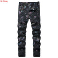 Men's Black Jeans for Spring and Fall, Checkered Print | SAMAG