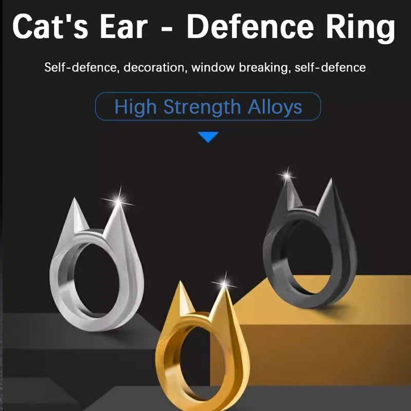 Self-defense cat ear ring window breaker women's anti-wolf men's single finger buckle carry defense spikes finger tiger .