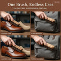 [E] 1PC Handle Dashboard Details Polishing And Cleaning Brush Horse Hair Wood Brush Leather Shoe Care And Cleaning Shoe Brush