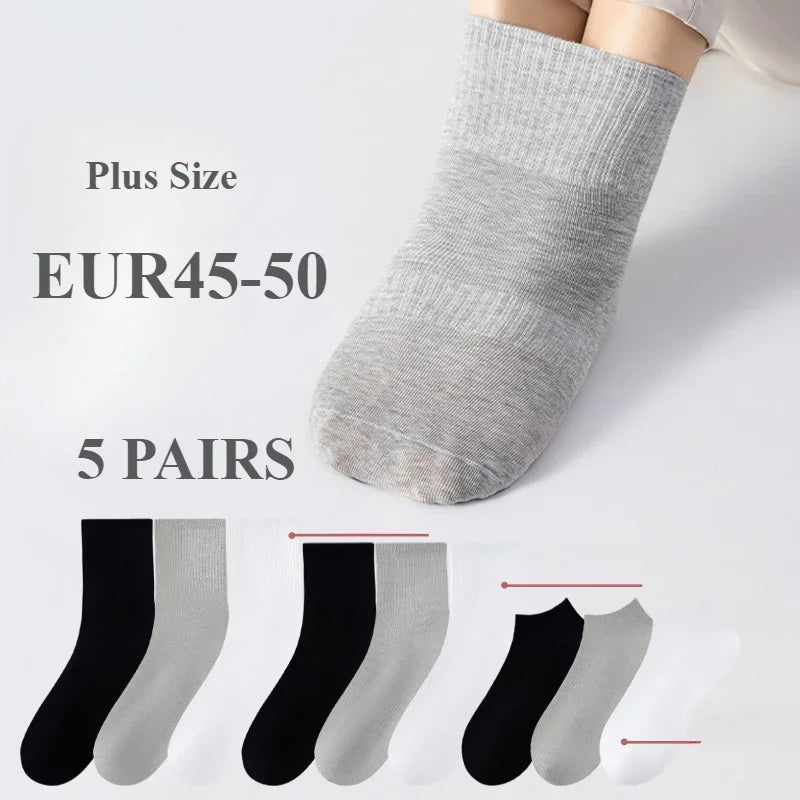 6 Pairs Plus Size EUR45-50 Men Socks Cotton Ankle Black | SAMAG