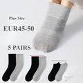 6 Pairs Plus Size EUR45-50 Men Socks Cotton Ankle Black | SAMAG