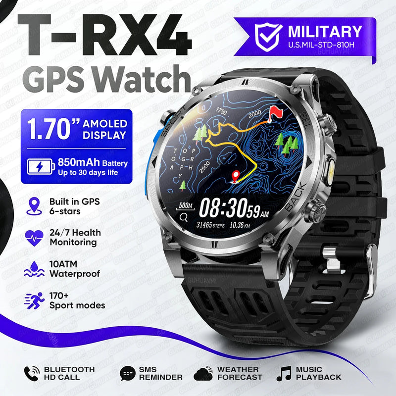 2026New T-RX4 Ultra GPS Smart Watch For Men 6-star GPS Positioning 10ATM Waterproof 850mAh Battery Compass 170+Sports Smartwatch