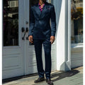 Fashionable Men Suits Satin 2 Piece Jacket Pants Sets High Quality Prom Party Blazer Double Breasted Peak Lapel Male Clothing