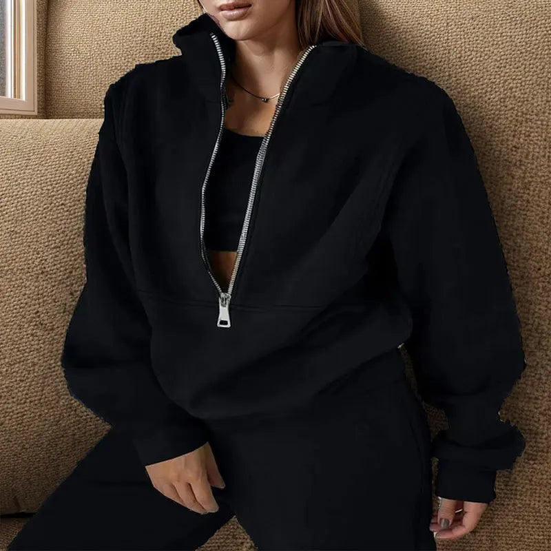 Tracksuit Set Stylish Autumn And Winter Comfortable Warm Two-piece Sets Suit Women Casual Streetwear Sportswear