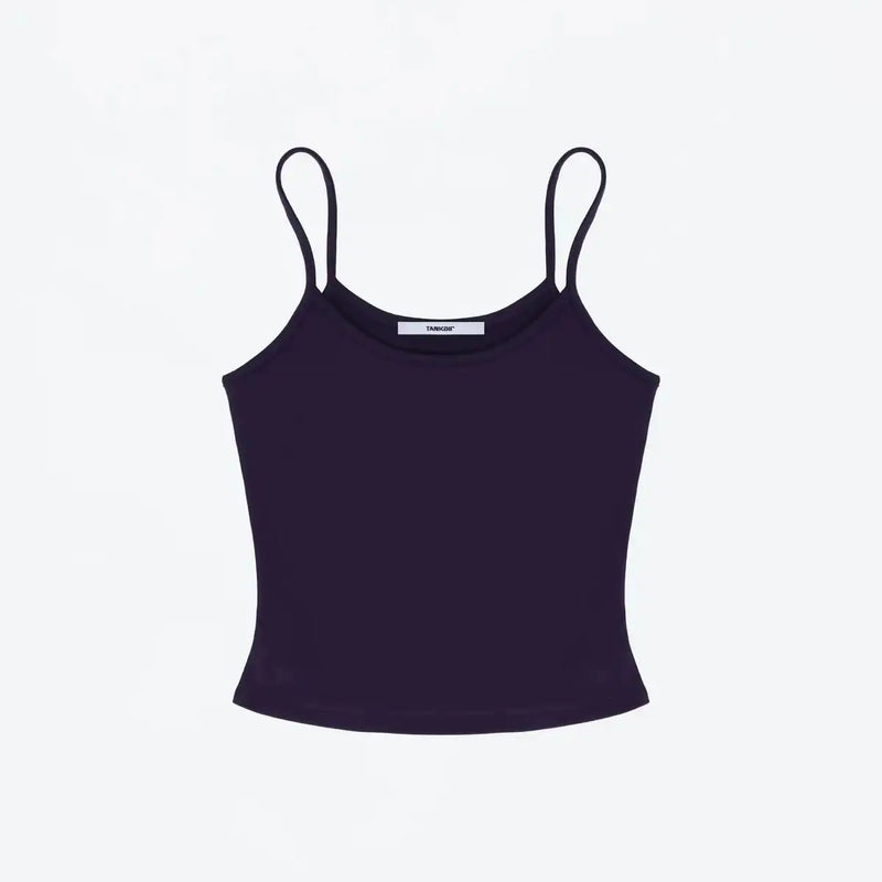 ANK Air Summer Top with Solid Color, Black and White Powder, Wide Shoulder Strap, I-Shaped Tank Top, Women's Sports, Daily Wear