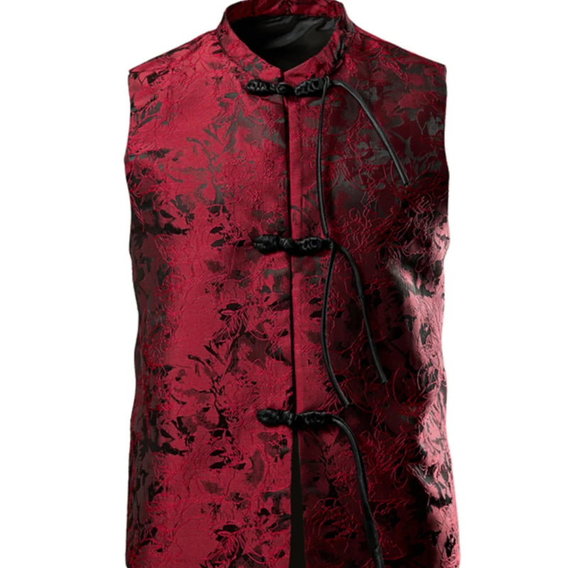 Men Chinese Traditional Style Vests Men buckle Vests Fashion Casual Solid Color Tank Tops Male Hanfu Vests