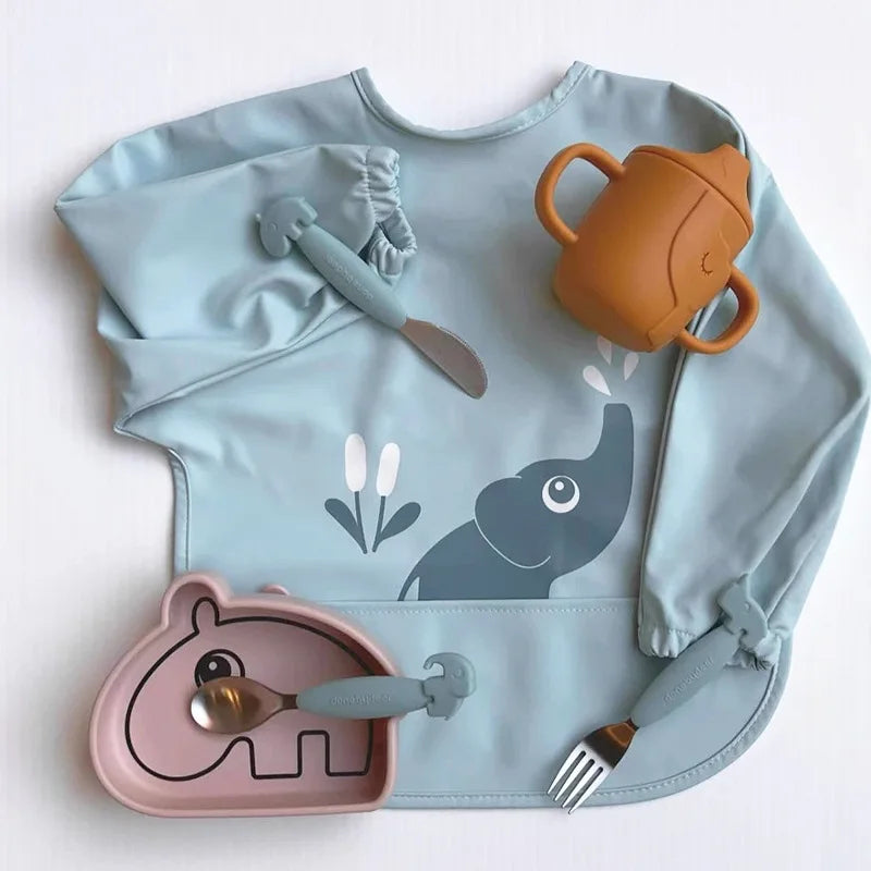 Cute Baby Bibs Waterproof Oil Proof Apron New Double Buckle Washcloth Feeding Bib Soft Burp Cloth For Boy Girl Bandana Bibs