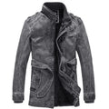 Men Fashion Warm Casual Vintage Faux Leather Jacket Coat Men Winter Brand New Long Thick Fleece Windproof Warm Leather Jacket