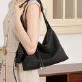 BURMINSA Genuine Leather Hobo Bags For Women Soft Slouchy Vintage Half Moon Shoulder Bag Cowhide Daily Work Commuter Handbags