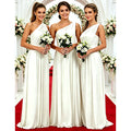 One Shoulder Lemon Yellow Bridesmaid Dresses Chiffon | SAMAG