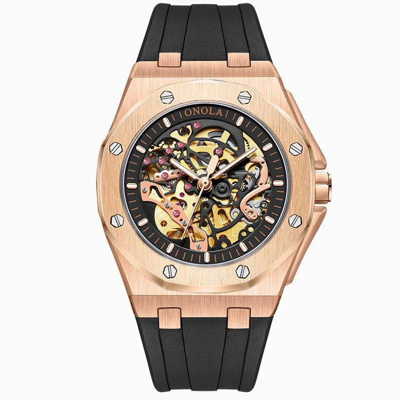ONOLA 3834 Automatic Mechanical Men's Watch Fashion Sport Waterproof Luminous Watches for Men Silicone Strap Relogio Masculino