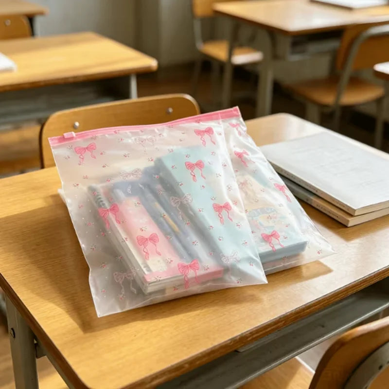 5pcs Belted A4 File Folder - Waterproof Zippered Semi-transparent Document Holder - Can be written on for marking information